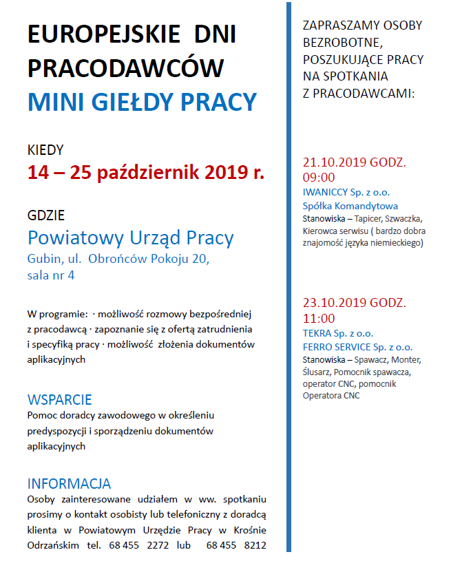 Europejskie Dni Pracodawców Plakat